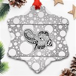 Elegant Mandala Elephant In Black And Wihte Snowflake Ornament (Two Sides) Back