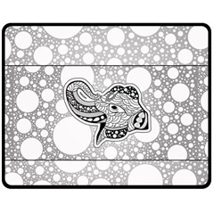 Elegant Mandala Elephant In Black And Wihte Double Sided Fleece Blanket (medium)  by FantasyWorld7