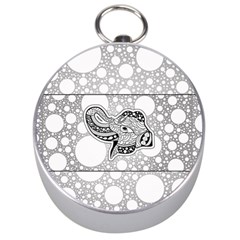 Elegant Mandala Elephant In Black And Wihte Silver Compasses