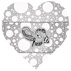 Elegant Mandala Elephant In Black And Wihte Wooden Puzzle Heart by FantasyWorld7