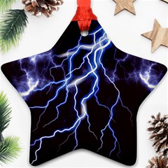 Blue Thunder Colorful Lightning Graphic Ornament (star) by picsaspassion