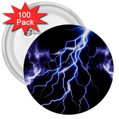 Blue Thunder Colorful Lightning Graphic 3  Buttons (100 Pack)  by picsaspassion