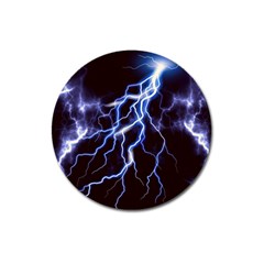 Blue Thunder Colorful Lightning Graphic Magnet 3  (round) by picsaspassion