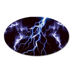 Blue Thunder Colorful Lightning Graphic Oval Magnet by picsaspassion