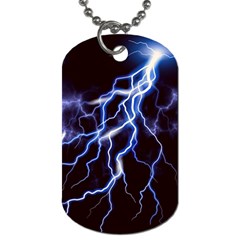 Blue Thunder Colorful Lightning Graphic Dog Tag (one Side) by picsaspassion