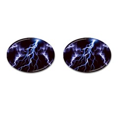 Blue Thunder Colorful Lightning Graphic Cufflinks (oval) by picsaspassion