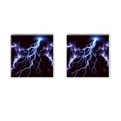 Blue Thunder Colorful Lightning Graphic Cufflinks (square) by picsaspassion