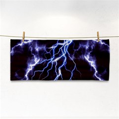 Blue Thunder Colorful Lightning Graphic Hand Towel by picsaspassion