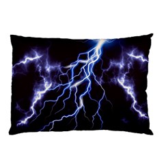 Blue Thunder Colorful Lightning Graphic Pillow Case by picsaspassion