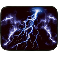 Blue Thunder Colorful Lightning Graphic Fleece Blanket (mini) by picsaspassion