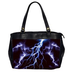 Blue Thunder Colorful Lightning Graphic Oversize Office Handbag (2 Sides) by picsaspassion