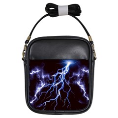 Blue Thunder Colorful Lightning Graphic Girls Sling Bag by picsaspassion