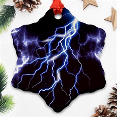 Blue Thunder Colorful Lightning Graphic Snowflake Ornament (two Sides) by picsaspassion