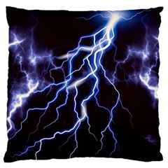 Blue Thunder Colorful Lightning Graphic Large Cushion Case (one Side) by picsaspassion