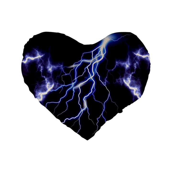 Blue Thunder Colorful Lightning graphic Standard 16  Premium Heart Shape Cushions