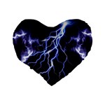 Blue Thunder Colorful Lightning graphic Standard 16  Premium Heart Shape Cushions Back