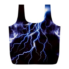 Blue Thunder Colorful Lightning Graphic Full Print Recycle Bag (l) by picsaspassion