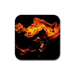 Can Walk On Fire, Black Background Rubber Square Coaster (4 Pack)  by picsaspassion