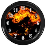 Can Walk on Fire, black background Wall Clock (Black) Front