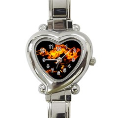 Can Walk On Fire, Black Background Heart Italian Charm Watch by picsaspassion