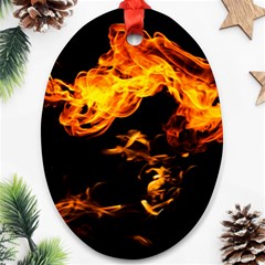 Can Walk On Fire, Black Background Oval Ornament (two Sides)