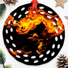 Can Walk On Fire, Black Background Ornament (round Filigree)