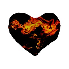 Can Walk On Fire, Black Background Standard 16  Premium Heart Shape Cushions by picsaspassion