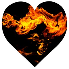 Can Walk On Fire, Black Background Wooden Puzzle Heart by picsaspassion