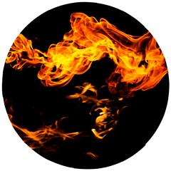 Can Walk On Fire, Black Background Wooden Puzzle Round by picsaspassion