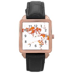 Can Walk On Fire, White Background Rose Gold Leather Watch  by picsaspassion