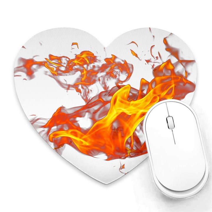 Can Walk on volcano Fire, white background Heart Mousepads