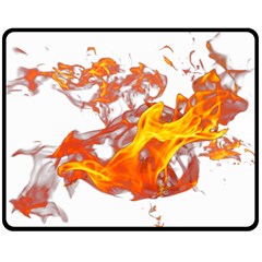 Can Walk on volcano Fire, white background Double Sided Fleece Blanket (Medium) 