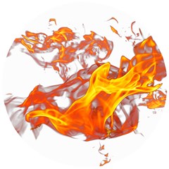 Can Walk on volcano Fire, white background Wooden Puzzle Round