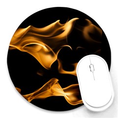 Can Walk On Volcano Fire, Black Background Round Mousepads by picsaspassion