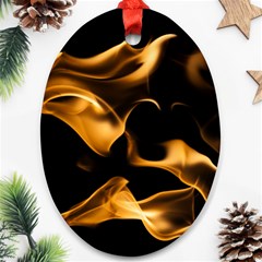 Can Walk On Volcano Fire, Black Background Ornament (oval)