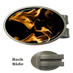 Can Walk On Volcano Fire, Black Background Money Clips (oval) 