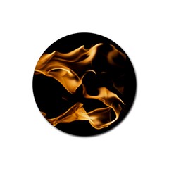 Can Walk On Volcano Fire, Black Background Rubber Coaster (round)  by picsaspassion