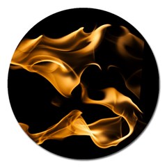 Can Walk On Volcano Fire, Black Background Magnet 5  (round) by picsaspassion