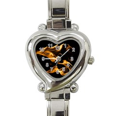 Can Walk On Volcano Fire, Black Background Heart Italian Charm Watch by picsaspassion