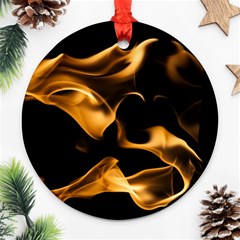 Can Walk On Volcano Fire, Black Background Round Ornament (two Sides)