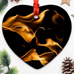 Can Walk On Volcano Fire, Black Background Heart Ornament (two Sides)