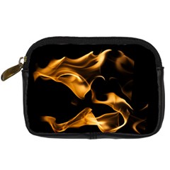 Can Walk On Volcano Fire, Black Background Digital Camera Leather Case by picsaspassion