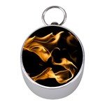 Can Walk on volcano Fire, black background Mini Silver Compasses Front