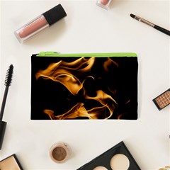 Can Walk On Volcano Fire, Black Background Cosmetic Bag (xs) by picsaspassion