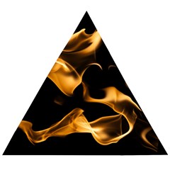 Can Walk On Volcano Fire, Black Background Wooden Puzzle Triangle by picsaspassion