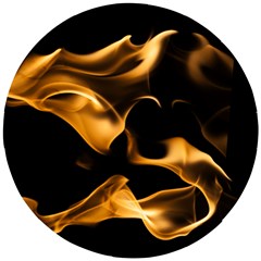 Can Walk On Volcano Fire, Black Background Wooden Puzzle Round by picsaspassion