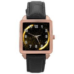 Cosmos Comet Dance, Digital Art Impression Rose Gold Leather Watch  by picsaspassion