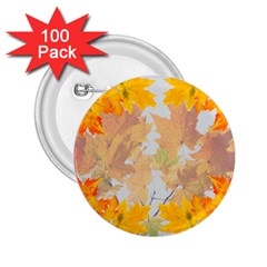 Autumn Maple Leaves, Floral Art 2 25  Buttons (100 Pack)  by picsaspassion