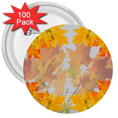 Autumn Maple Leaves, Floral Art 3  Buttons (100 Pack)  by picsaspassion