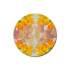 Autumn Maple Leaves, Floral Art Rubber Round Coaster (4 Pack)  by picsaspassion